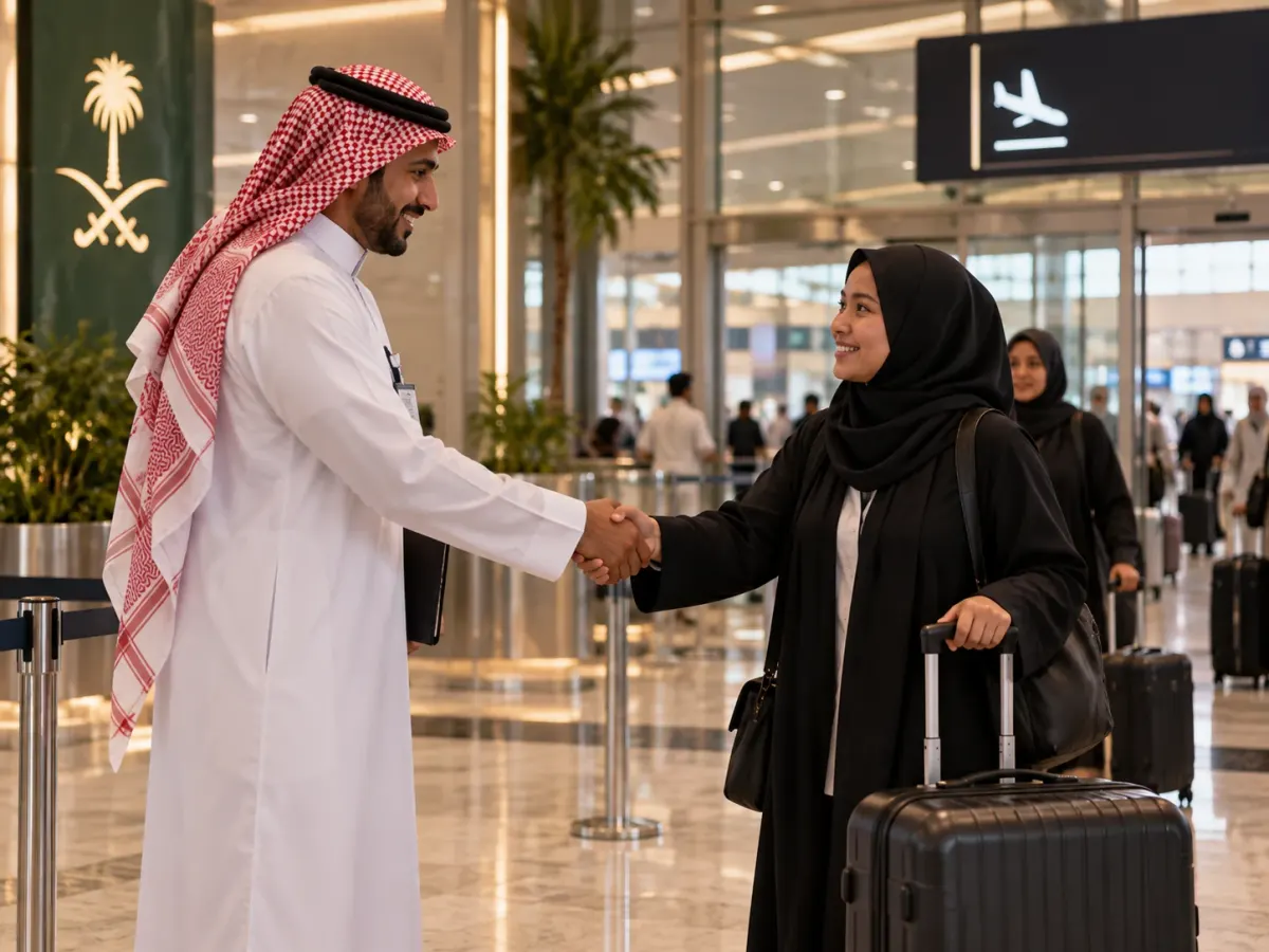 استقبال عاملة عند الوصول في المطار — صورة تعبيرية